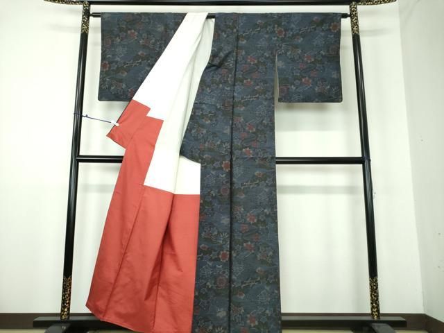 平和屋着物●本場大島紬　風景花文　正絹　逸品　DAAU5627ps 平和屋着物○本場大島紬 風景花文 正絹 逸品 DAAU5627ps