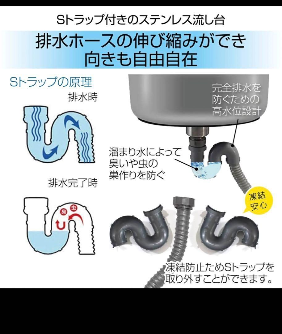 ステンレス簡易流し台屋外左右共用RC-A120約幅120x奥行45x高さ80cm