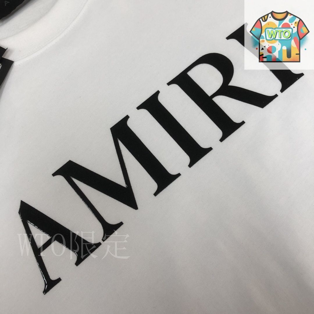 今日特価】Amiri 25SS 男女共通 プリントロゴ付き丸首ショート