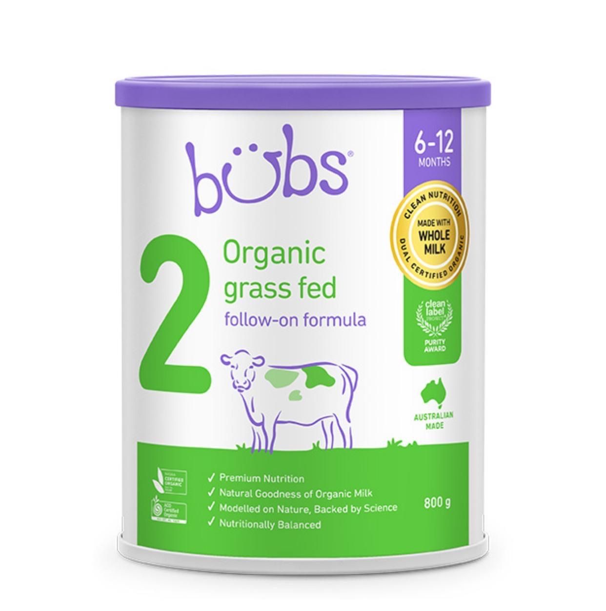Bubs(バブズオーガニック) glassfed ステップ2×2缶 Bubs（バブズ）オーガニック粉ミルク ステップ2 6〜12ヶ月 ｜ハラール