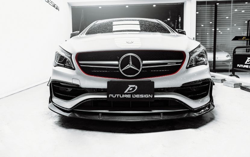FUTURE DESIGN BENZ メルセデス ベンツ CLA-Class W117 LCI 後期 フロントバンパー用 リップスポイラー 本物DryCarbon ドライカーボン エアロ カスタム