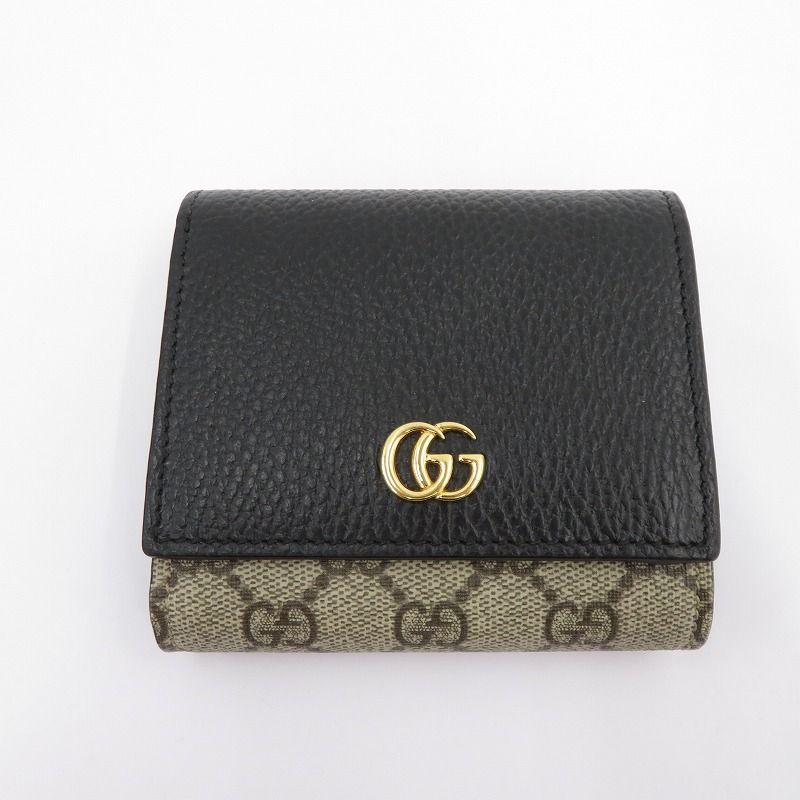 瀬戸大橋店 GUCCI | グッチ 二つ折り財布 ダブルG バイカラー ミディアムウォレット 598587 0416 GGスプリーム ブラック×ベージュ 125