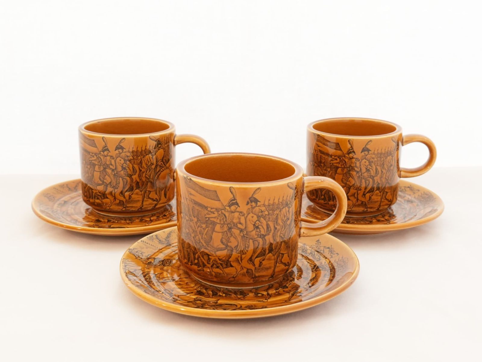 KO]未使用 コーヒーカップ&ソーサー 貫入 3客セット 昭和レトロ
