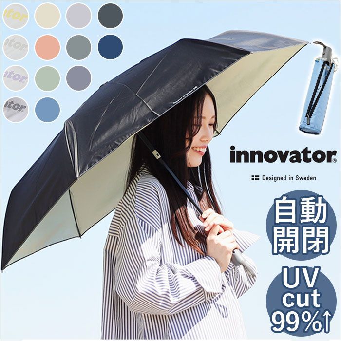 ☆ ネイビー ☆ innovator イノベーター 晴雨兼用自動開閉ミニ傘 55cm