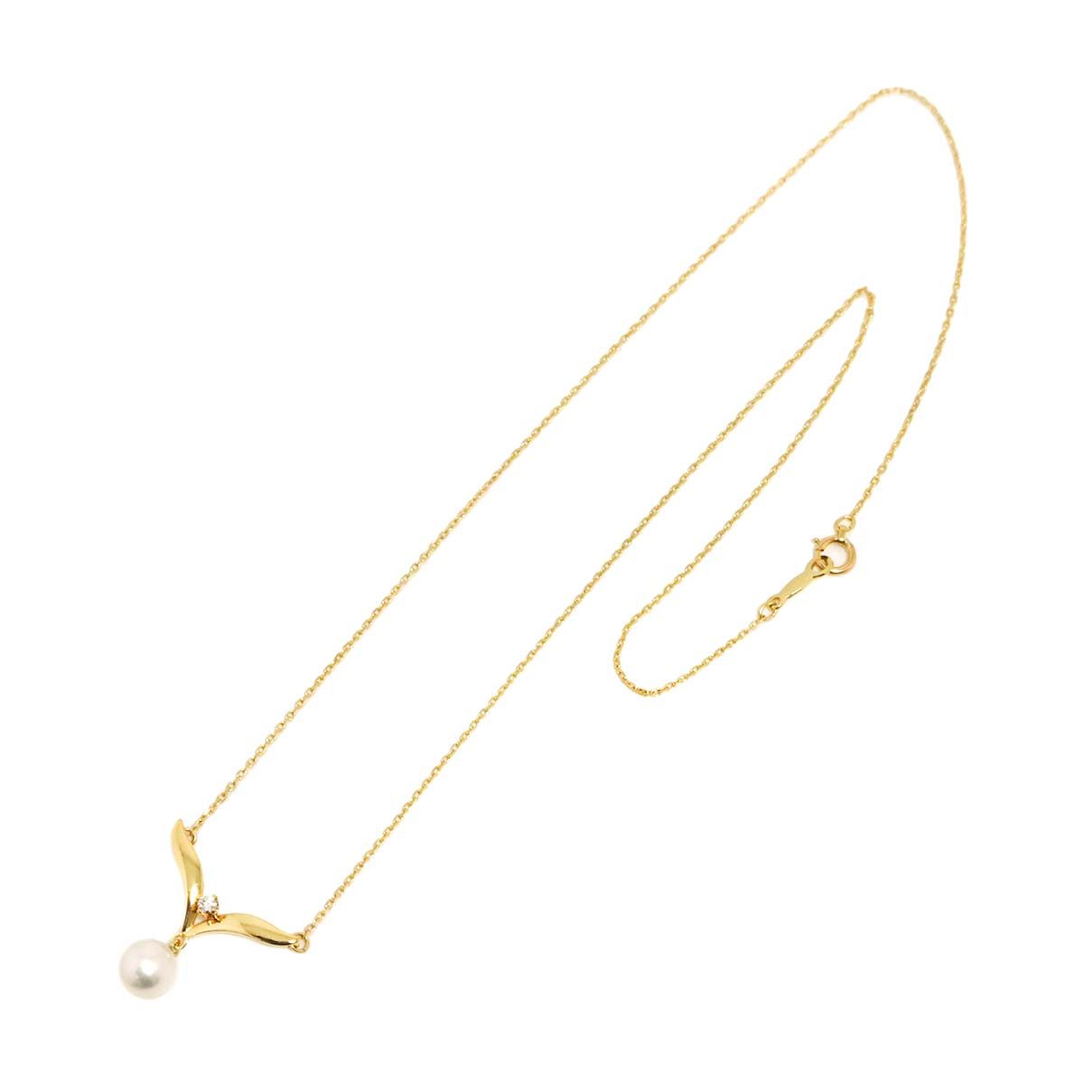 ミキモト MIKIMOTO アコヤ真珠 7.0mm ダイヤ ネックレス 42cm