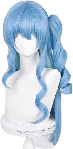 d コスプレウィッグ 耐熱ウィッグ 星街すいせい 変装用ウィッグ cosplay wig かつら ネットと櫛付 イベント ブルー (d)