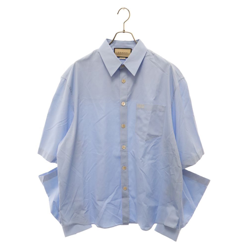 GUCCI (グッチ) 24SS エンブロイダリー コットンポプリン 長袖シャツ ライトブルー 742715