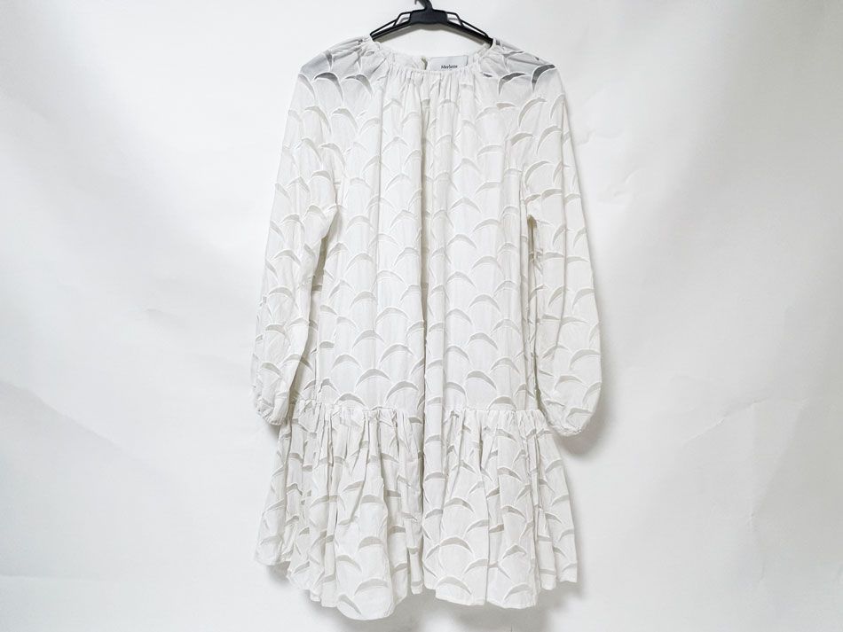 Merlette マーレット SOLIMAN ソリマン 三日月刺繍 ワンピース ホワイト コットン シルク XXS
