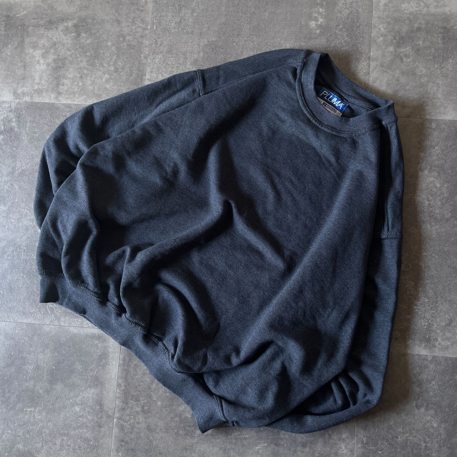 90-00s RUSSELL ATHLETIC PLUMA スウェット トレーナー チャコールグレー 4XL相当 A446 裏起毛