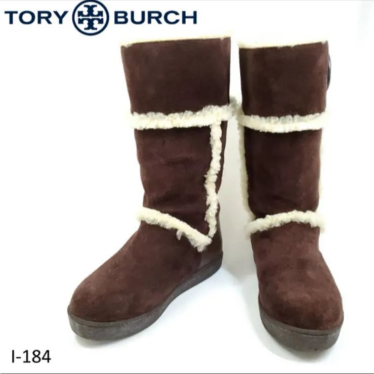 Tory Burch トリーバーチ ムートンブーツ エンブレムロゴ 23cm ダークブラウン