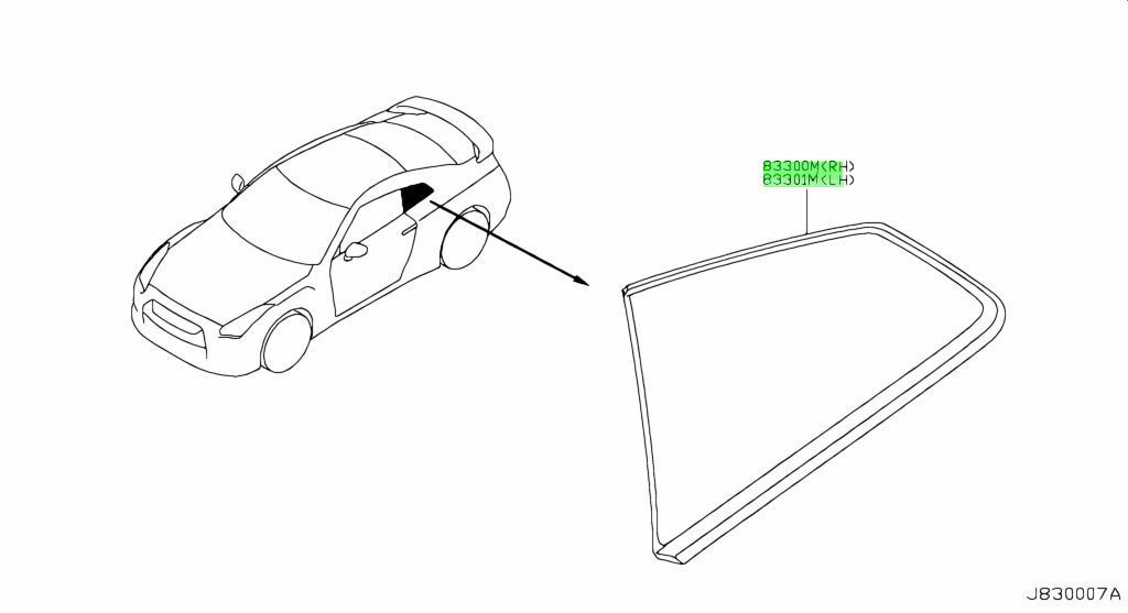 新品 日産純正 35 GT-R GTR リア サイド クオーターガラス クオーター  