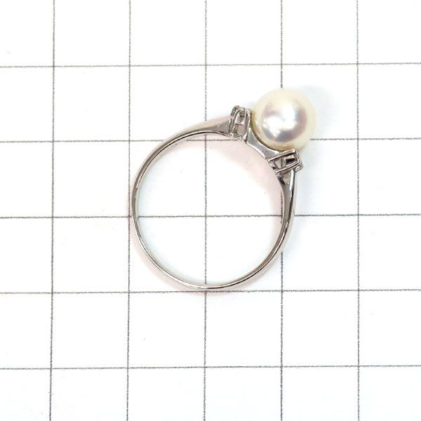 Pt900 アコヤ真珠/パール ダイヤモンド リング 径約 8.1mm 0.03