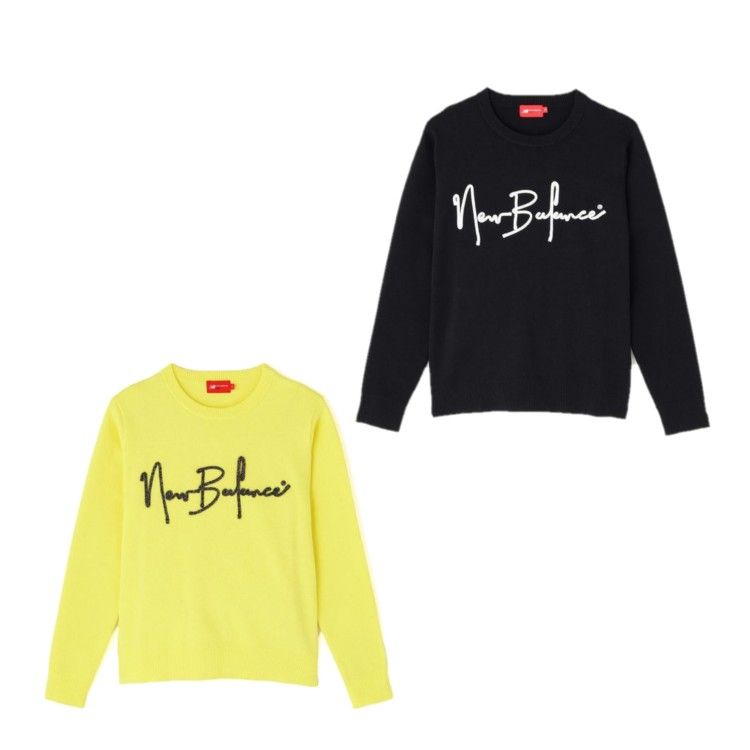 25秋冬 ニューバランス ゴルフ New balance Golf レディース クルーネック ニット プルオーバー 5270502 ニット トップス ストレッチ 軽量 ロゴ