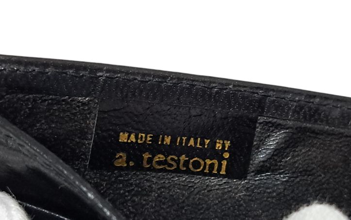 ア・テストーニ 財布 クロコダイル レザー ２つ折り 札入れ 小銭入れなし ブラック 黒 ワニ革 MADE IN ITALY レザー テストーニ  紳士用 メンズ a.testoni - メルカリ