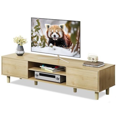 WLIVE テレビ台 扉付き テレビボード ローボード 幅150cm tv台 ロータイプ tv台 収納 大容量 tvボード 50型対応 60型対応 avボード 木製 おしゃれ リビング 寝室 ADSG619 ナチュラル