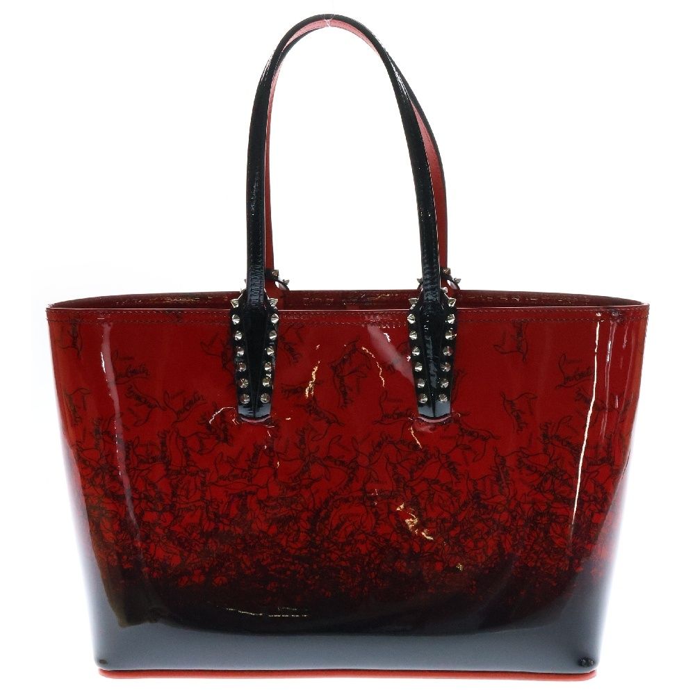 CHRISTIAN LOUBOUTIN クリスチャンルブタン Cabata パテントレザー スタッズ トートバッグ レッド