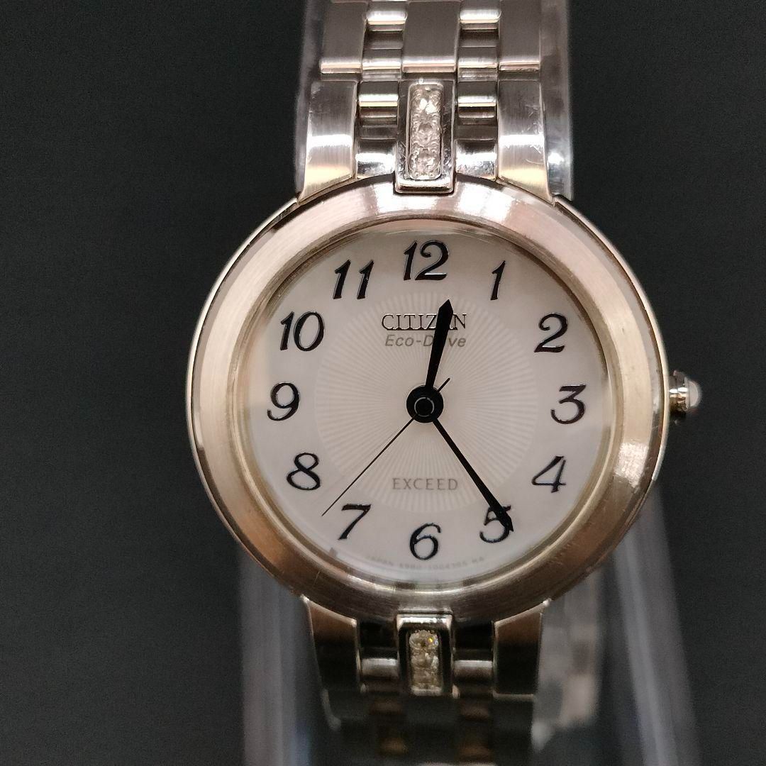 美品　稼働品　CITIZEN　シチズン　ホワイト シェル　ダイヤベゼル　ソーラー 極美品【稼働品】CITIZENシチズン ゴールド ダイヤベゼル