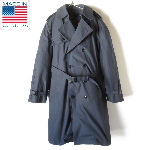 80s 実物 米軍 USAF トレンチコート 紺系 42R アメリカンアパレル製 オールウェザーコート D150-18-0117ZT