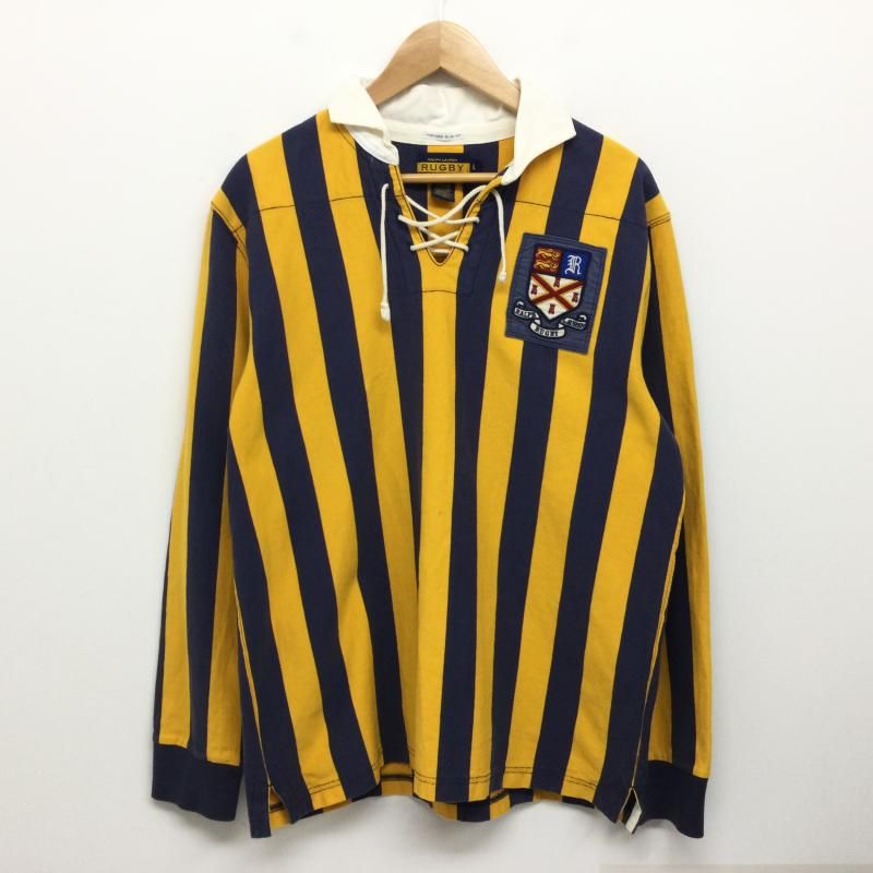 RUGBYRALPHLAUREN ラグビーラルフローレン Tシャツ 長袖 レースアップ ラガーシャツ コットン ストライプ