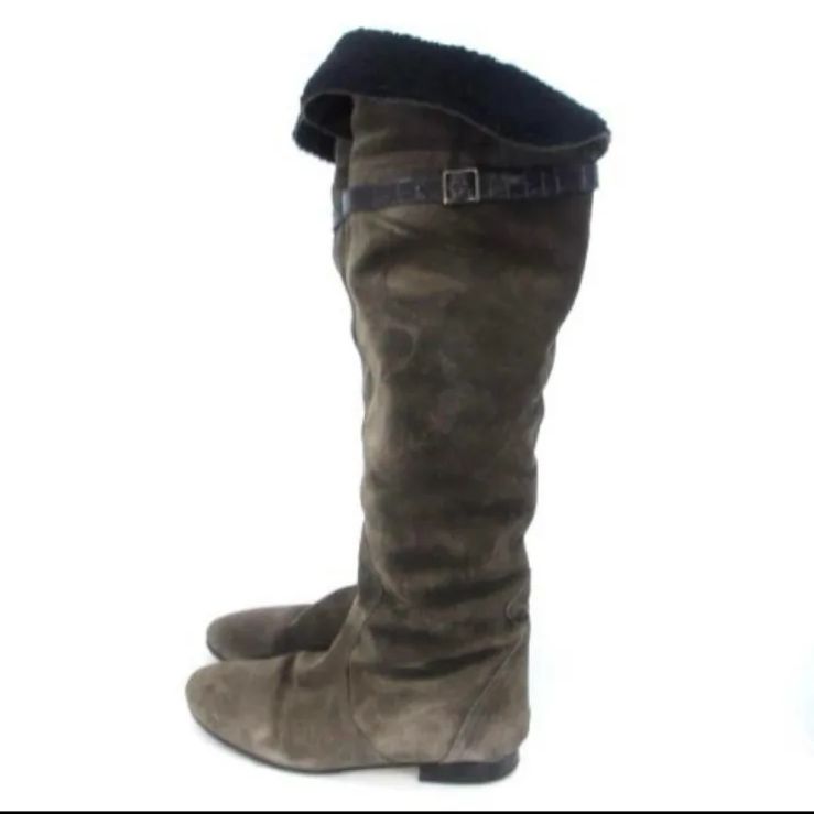 ファビオルスコーニ FABIO RUSCONI ロング ブーツ スエード 裏ボア ニーハイ 37 23.5-24.0 cm 定価5万