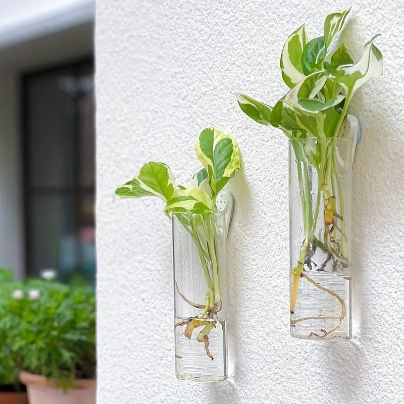 試験管プランター フラワーベース 壁掛けプランター 花瓶 壁掛け ガラス インテリア 植物 ハイドロカルチャー 水耕栽培 水生植物 おしゃれ シンプル スタイリッシュ 透明 玄関 リビング 壁装飾 2個セット