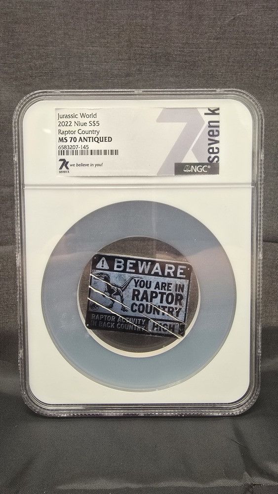 NGC Certified 2025 Jurassic Wld Niue S$5 RaptCountry Antiqued 3 Oz Silver