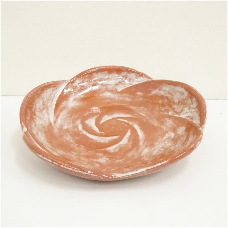 菓子入れ　粉引　茶道具　レトロ　骨董　古美術　高級　和室　茶室　インテリア 吉向焼 吉向陶荘造 捻梅菓子器（共箱） 茶器 おしゃれ かわいい
