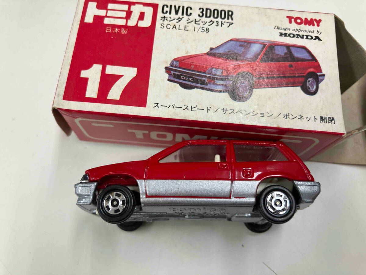 トミカ/ ホンダシビック3ドア/赤 内装グレー 1H/「28 CABIN」 ミニカーショップ ケンボックス トミカ 赤箱(日本製)☆17-5-9