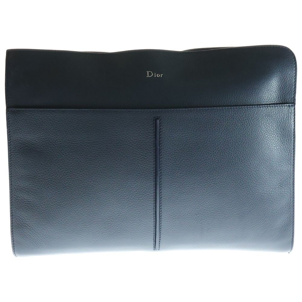 DIOR ディオール CD LEATHER CLUCH カーフスキン レザー メタルロゴ クラッチバッグ ブラック