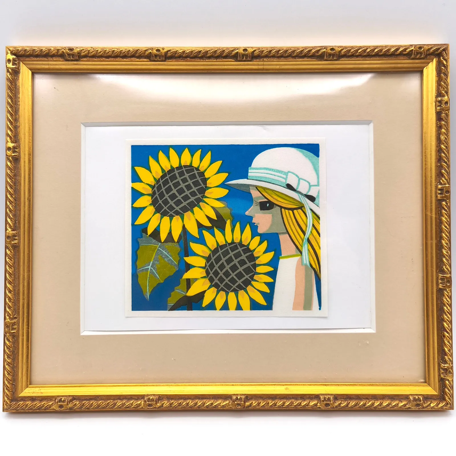 人気作家、池田修三の木版画 「花の窓」です。サインとエディションが