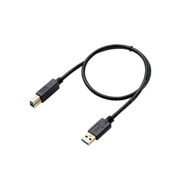 （まとめ） エレコム USB3.0ケーブル/A-Bタイプ/AV売場用/0.5m/ブラック DH-AB3N05BK 