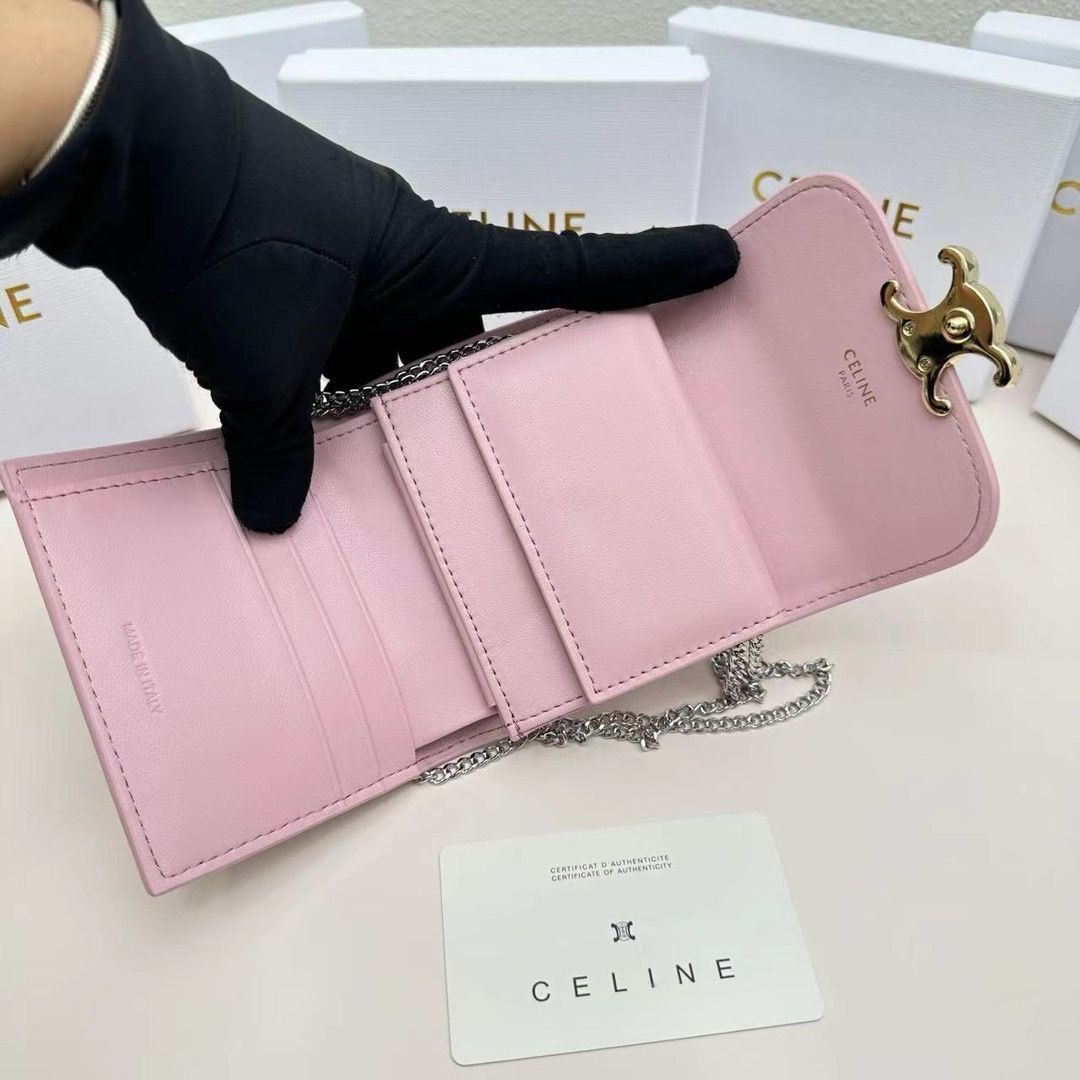 12色展開★CELINE★トリオンフ ウォレット チェーンバッグ 大人気で超入手困難♪【CELINE】トリオンフ チェーンウォレット