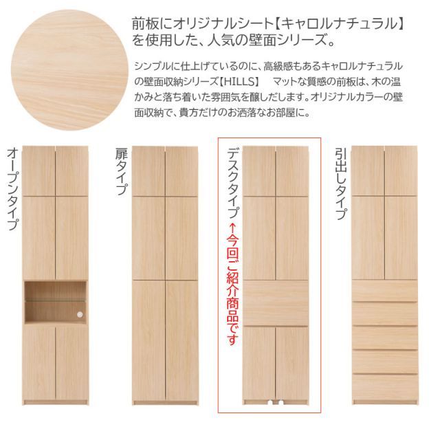 Hills 薄型壁面収納 デスクタイプ マリンナチュラル色
