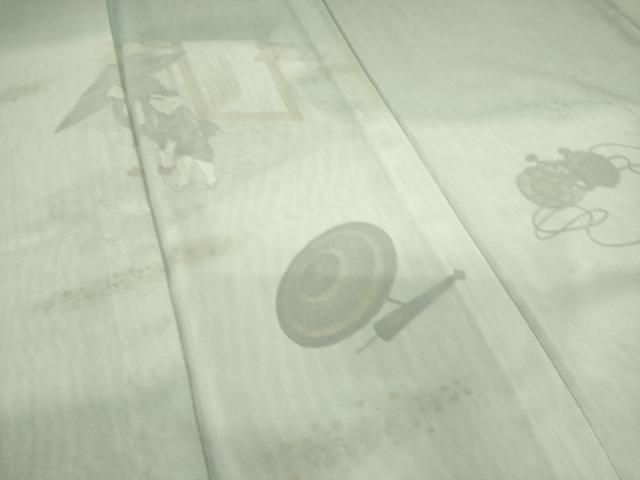 平和屋着物▽訪問着 無双 紗袷 紗×絽 人物楽器文 暈し染め 金彩 正絹