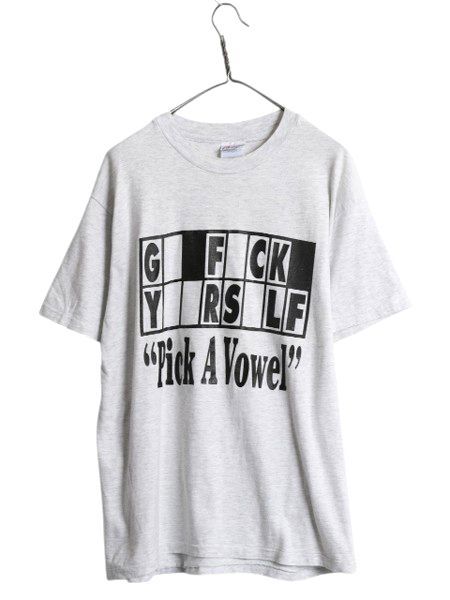 90s USA製 ジョーク メッセージ プリント Tシャツ イラスト 90年代