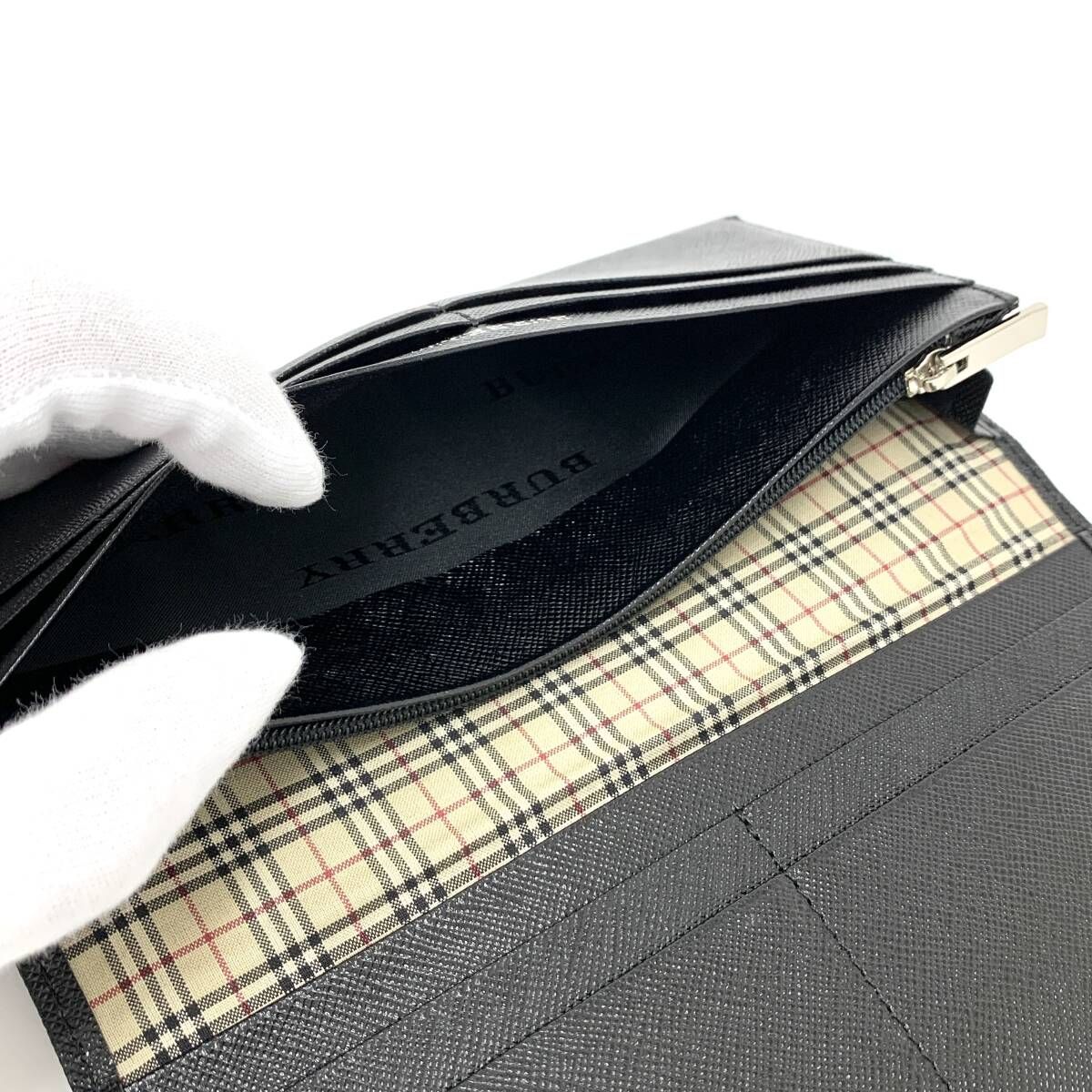 A1531 美品！ 格安！ Burberry バーバリー 二つ折り長財布 ノバ