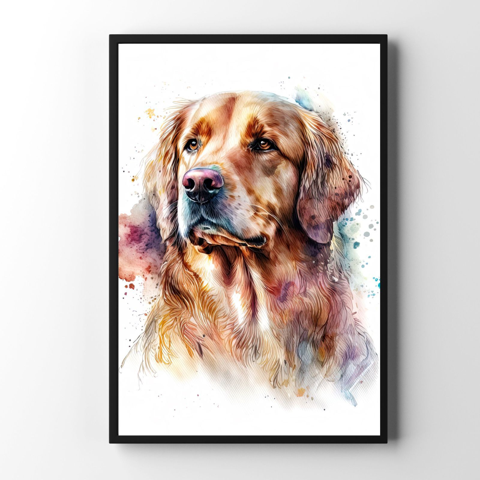犬の絵「ゴールデンレトリバー 」油彩画 フレーム付き（面版なし） 犬の絵「ゴールデンレトリバー 」油彩画 フレーム付き（面版なし