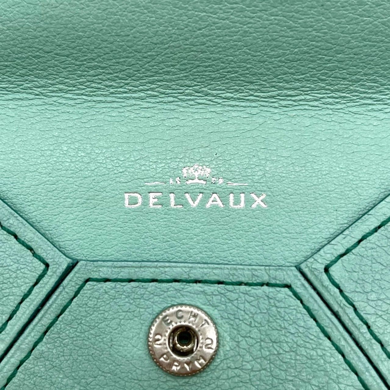 良品】 DELVAUX デルヴォー コインケース 手紙型 レザー 革 ブルー 青 