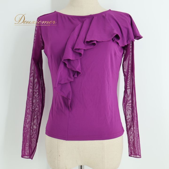 社交ダンス 衣装 トップス ブラウス チャコット Chacott パープル系 紫