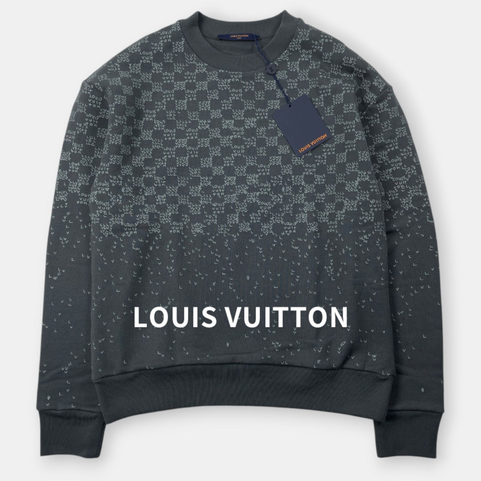 【ルイヴィトン】美品！裏起毛スウェットトレーナーXSサイズ ダミエスプレッド 美品 LOUIS VUITTON ダミエ プリンテッド スウェット 裏起毛 ルイ