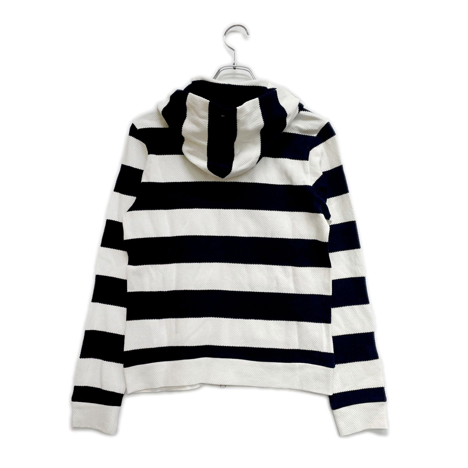 レディース アンパスィ and per se パーカー M 白×紺 ホワイト×ネイビー ボーダー