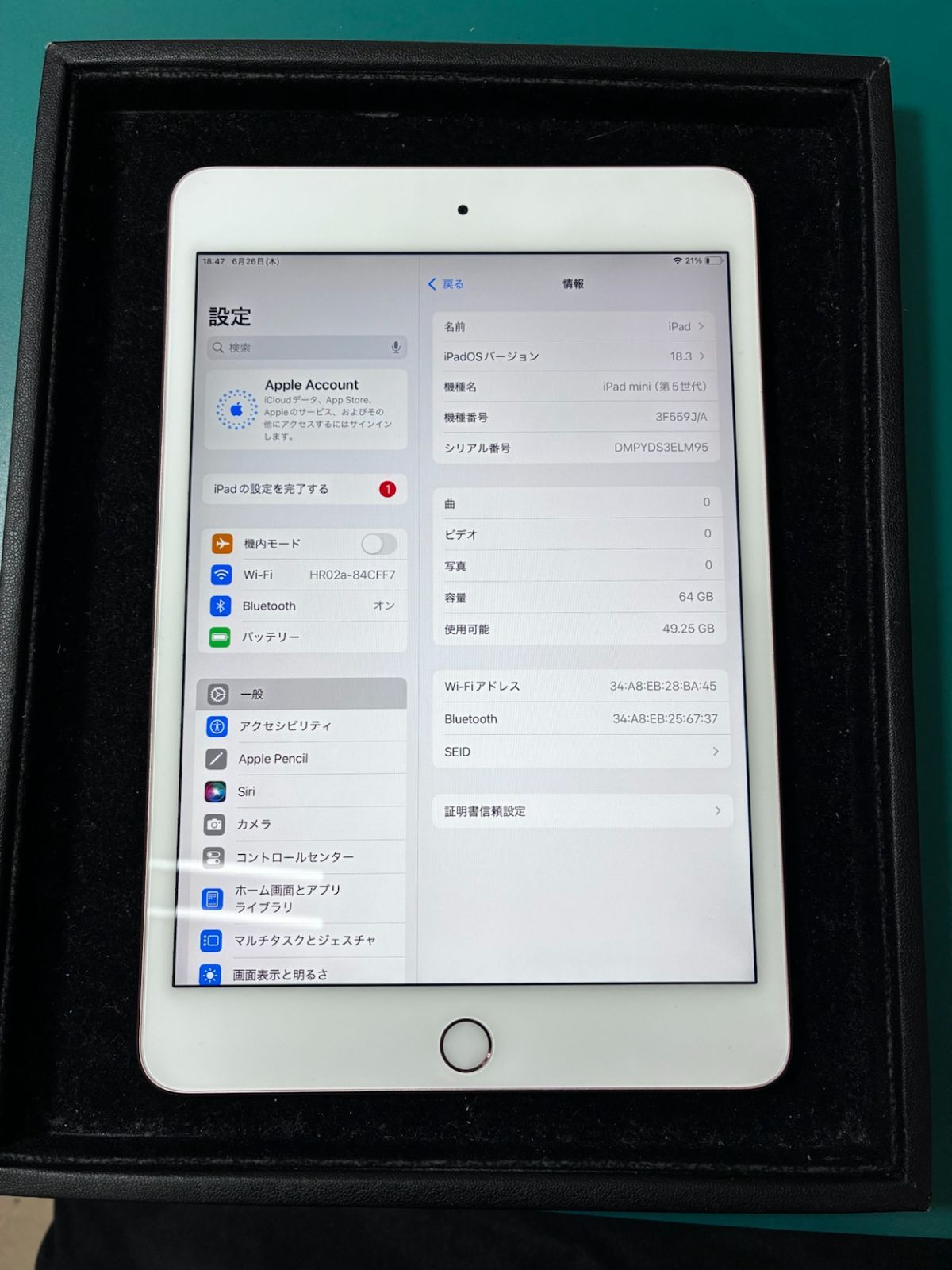 純正買取品】iPadmini 第5世代 Wi-Fiモデル 64GB ゴールド バッテリー