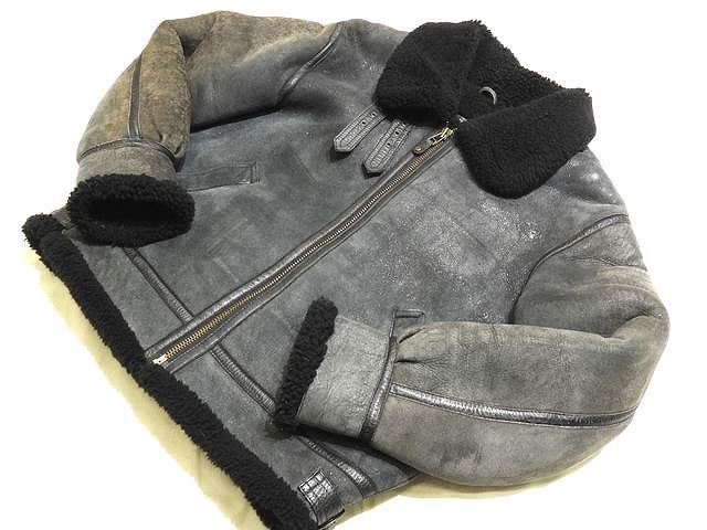 C68 WIND ARMOR 23M5658 ウィンドアーマー B-3 フライトジャケット L シープスキン ムートン レザー メンズ カーキ系 ブラック系 7E