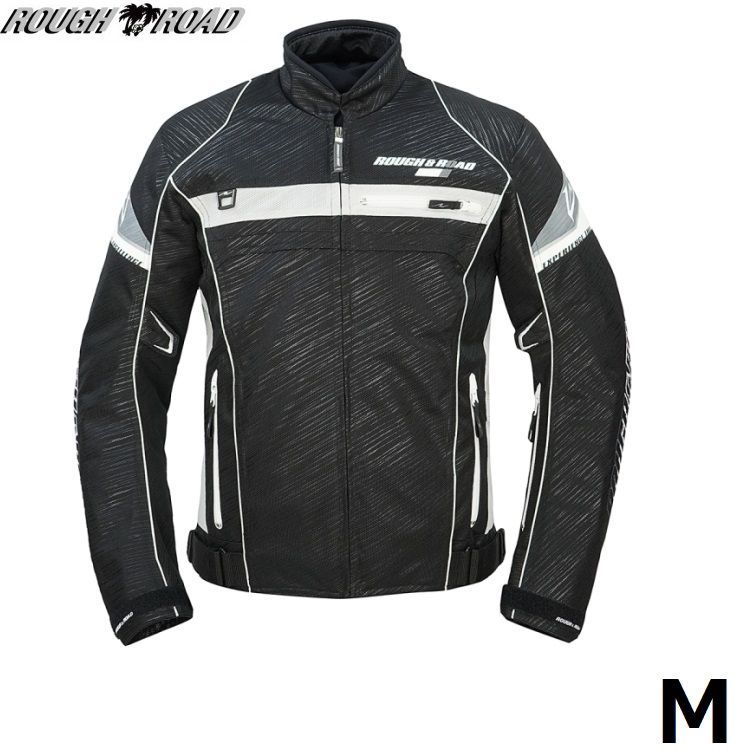 ラフ＆ロード RR7346 フルメッシュジャケットFP スラッシュ-ブラック×ホワイト Mサイズ フルプロテクション仕様 (春夏モデル)