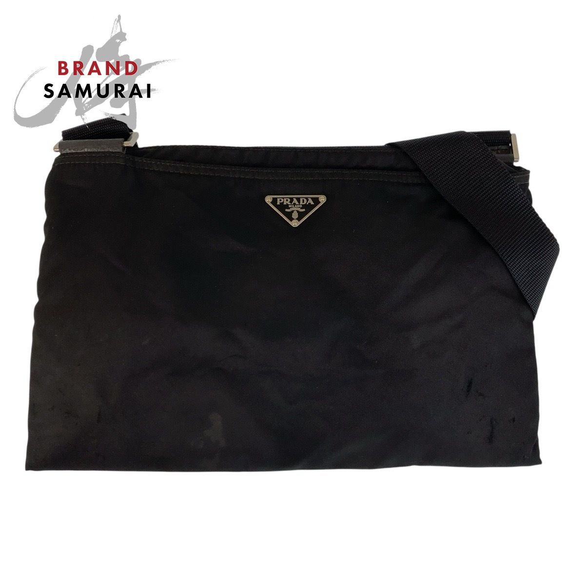 PRADA プラダ テスート 三角ロゴプレート ブラック 黒 シルバー金具 ナイロン ショルダーバッグ メッセンジャーバッグ レディース 502135