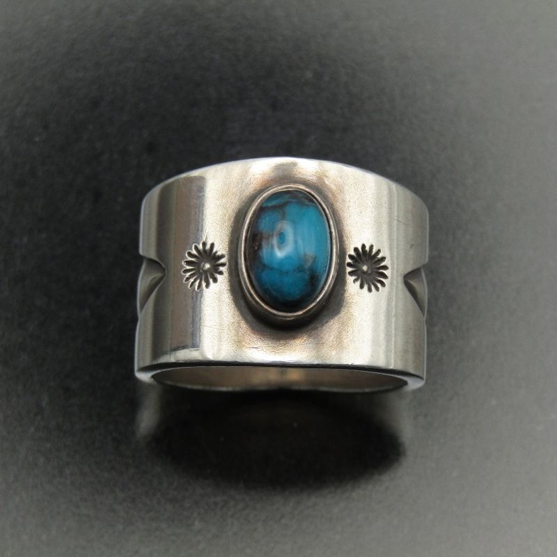 Ivan Howard ナバホ族 リング ビズビー ターコイズ アイバンハワード メンズ レディース スタンプワーク 18号 80007193