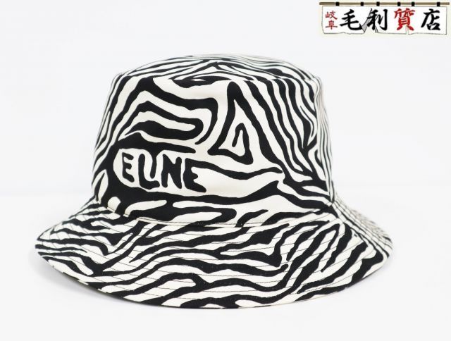 未使用品 セリーヌ バケットハット ゼブラ サファリ エディスリマン 帽子 セリーヌ CELINE セリーヌバイエディスリマン ゼブラ ロゴ