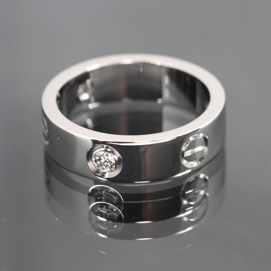 美品 カルティエ Cartier ラブリング 750 WG 3P ハーフダイヤ 純正
