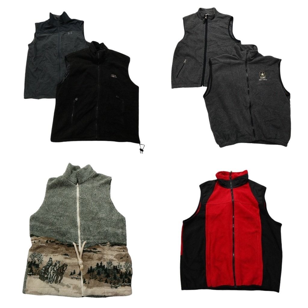 古着卸 まとめ売り フリース ベスト 6枚セット メンズ M |L アンダーアーマー J.CREW ARMY フルジップ 切替え 古着 NC2644