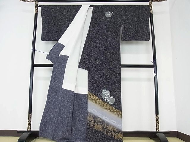 平和屋2□訪問着 刺繍 たたき染め 雪輪花鳥文 笹蔓緞子 暈し染め 金銀